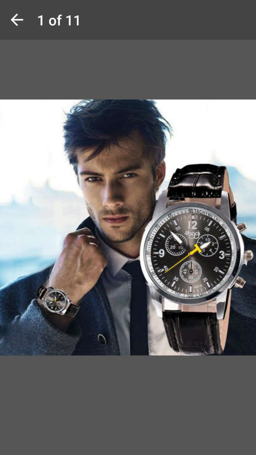 Luxury Stylish Crocodile Faux Leather Mens Analog Watch Wrist Watch - Sloggi Black