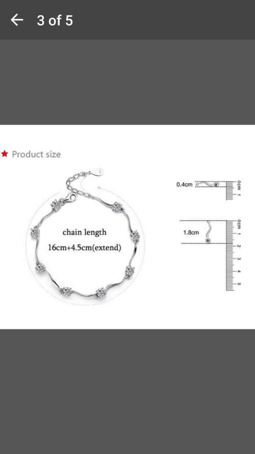 Womens 925 Sterling Silver Charm Crystal Bamboo Chain Bracelet