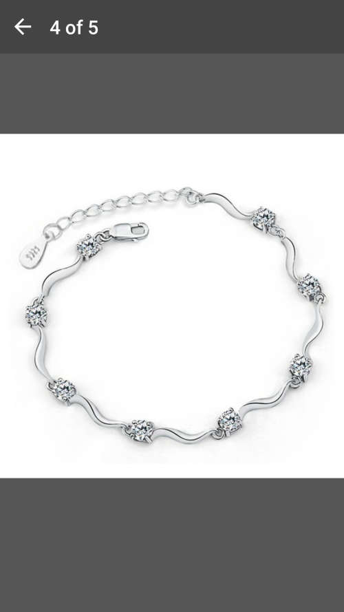 Womens 925 Sterling Silver Charm Crystal Bamboo Chain Bracelet