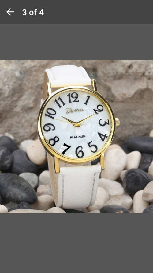 Geneva Unisex Leather Band Analog Quartz Vogue Wrist Watch Watches - Big Letter Marble Look Dial