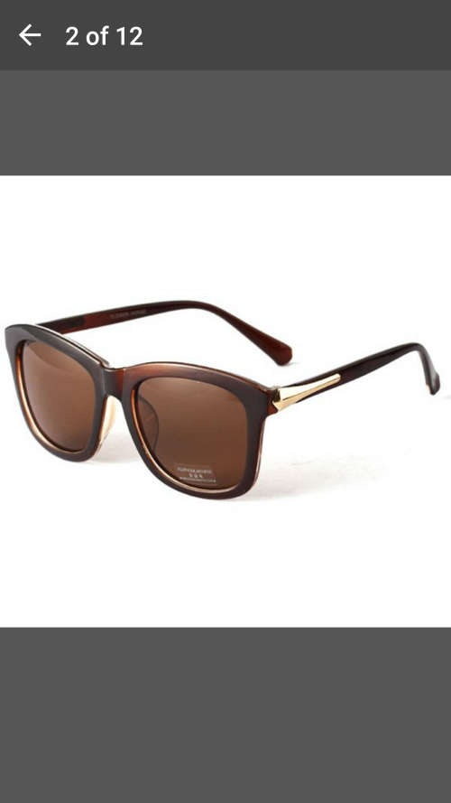 Vintage Unisex Square Sunglasses - Plastic Frame Brown with Gold trim