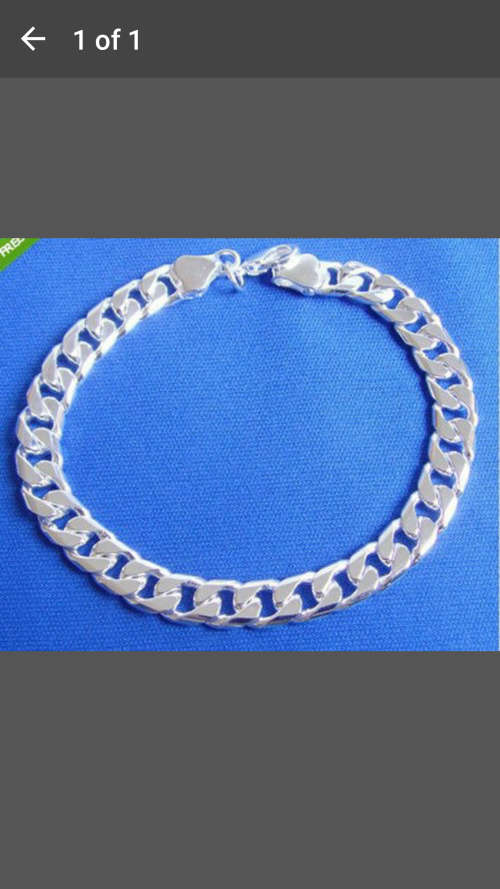 Silver fashion Cuff Link Bracelet Chain 7.5" K251 - 8mm