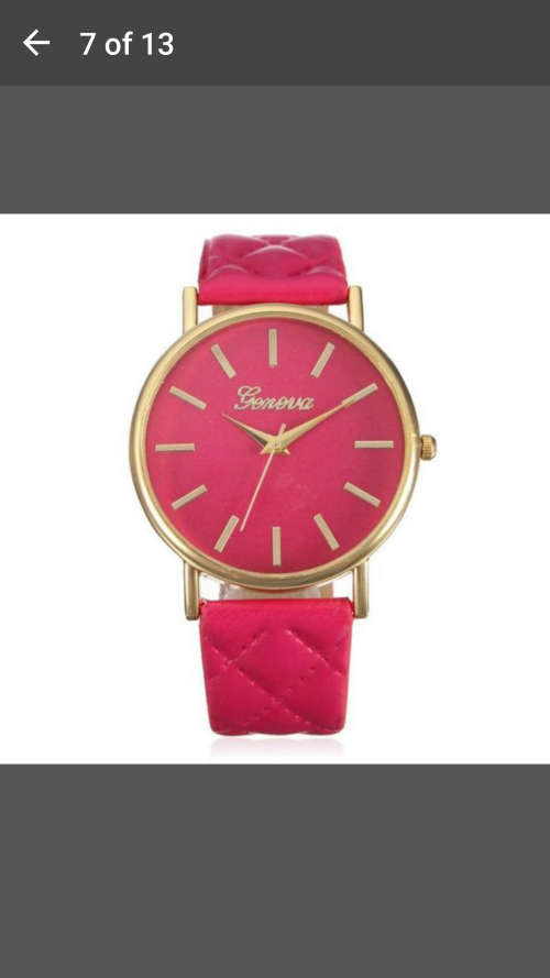 Geneva Checkers Faux Leather Quartz Analog Wrist Watch