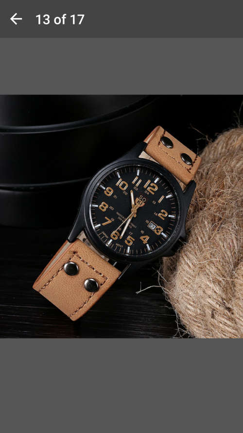 SOKI - Men's Fashion Sport Military Leather Band Quartz Wrist Watch with Date Display - Amazing