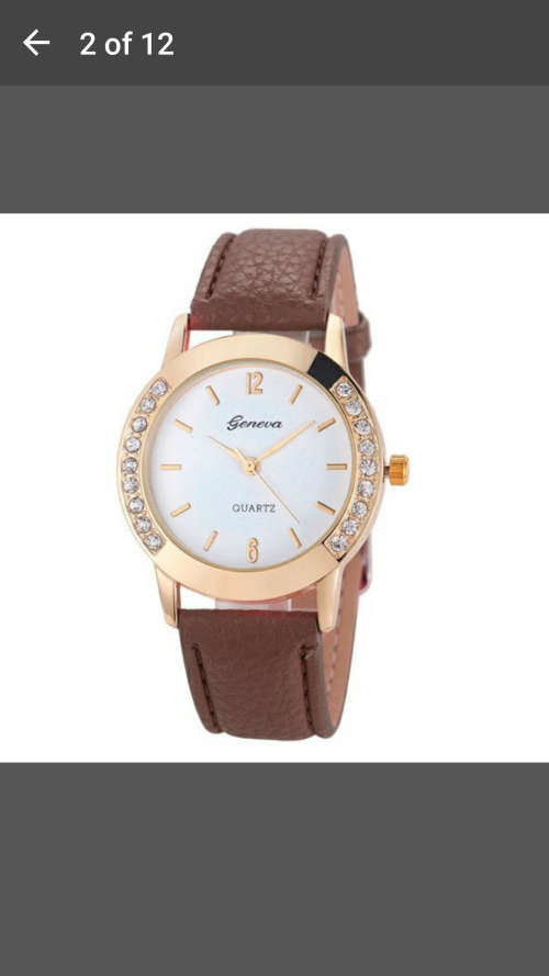 Geneva - Women Diamond Analog Leather Quartz Wrist Watch