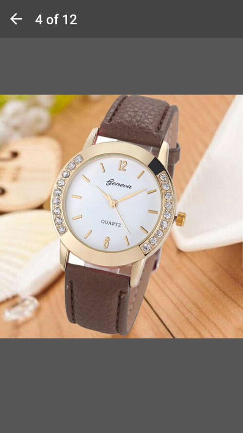 Geneva - Women Diamond Analog Leather Quartz Wrist Watch