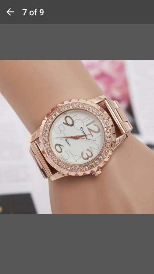 Kanima Women's Crystal Rhinestone Alloy Stainless Steel Analog Quartz Wrist Watch - Rose Gold