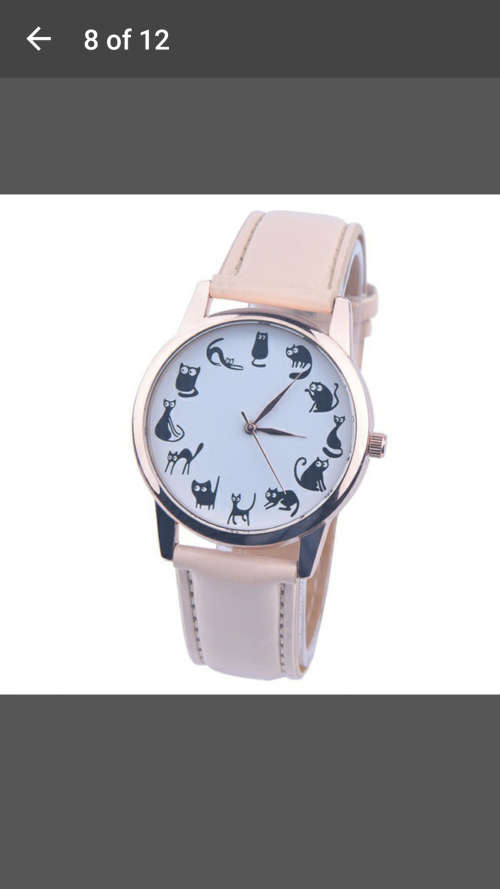 Cartoon Watch - Women Fashion Casual Little Cat Pattern Quartz Wristwatch Beige - V