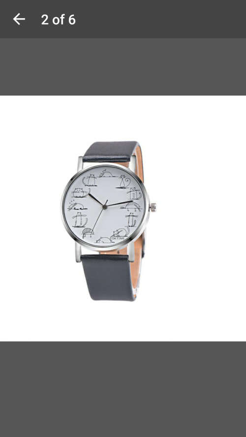 Cartoon Watch - Women Fashion Casual Little Cat Pattern Quartz Wristwatch Grey - V