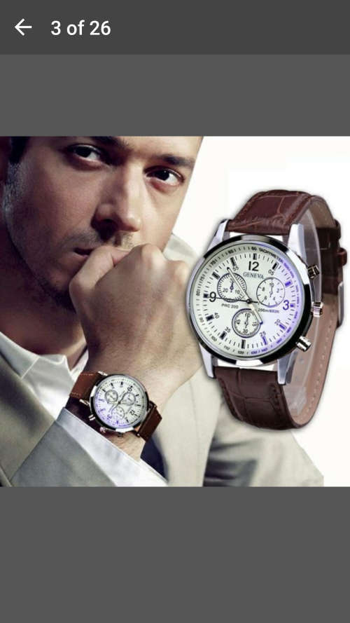 Brand New - Geneva Luxury Leather Mens Quartz Analog Wristwatch - Classy and Stylish