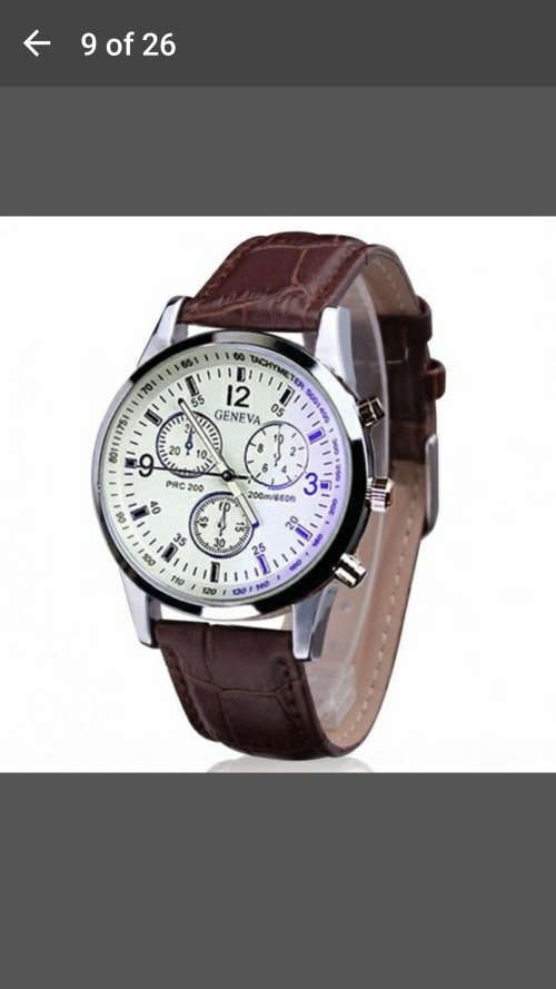 Brand New - Geneva Luxury Leather Mens Quartz Analog Wristwatch - Classy and Stylish