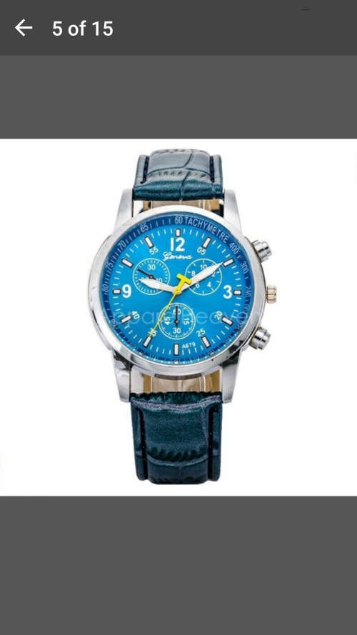 Geneva - Quartz Analog Wrist Watch - Sports Wristwatch with PU Leather - Blue