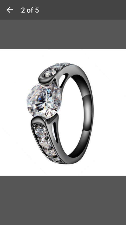 Something Different - Elegant Lady Black Gold Big Round Mosaic Diamond Charm Ring - Size 7