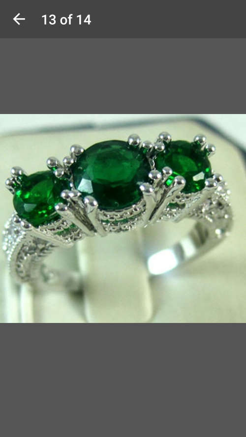 Brand New Jewelry - Silver Plated Green Created Sapphire Ring - Size 7