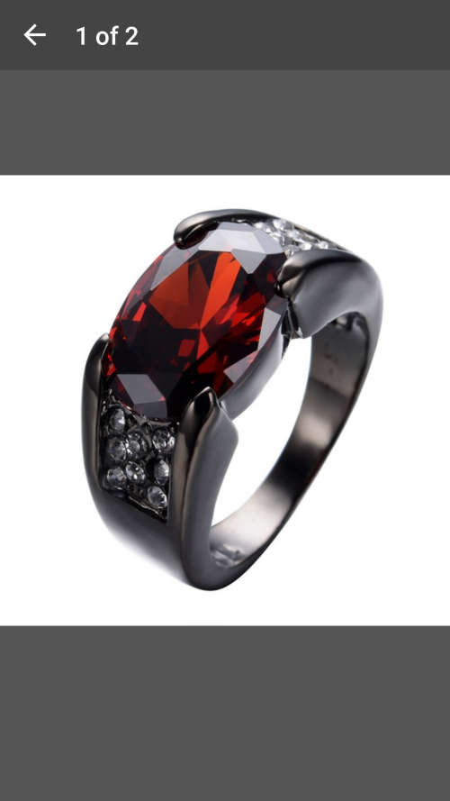 AWESOME - Ruby Ring Oval Cut Red Garnet - Unisex's Black Gold Filled - Size 6