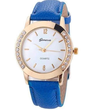 Geneva - Women Diamond Analog Leather Quartz Wrist Watch