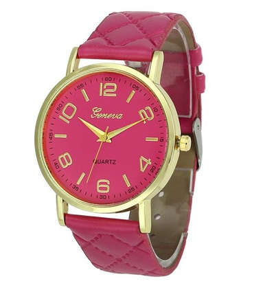 Geneva Checkers Faux Leather Quartz Analog Wrist Watch