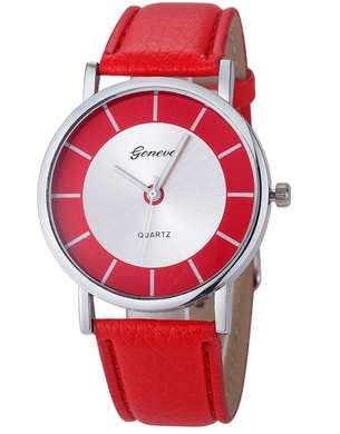 Geneva Women Fashion Retro Dial Leather Band Analog Quartz Wrist Watch