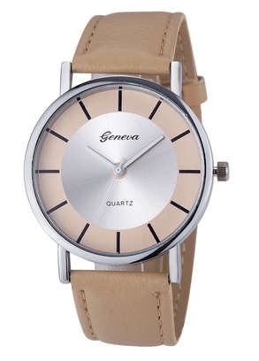 Geneva Women Fashion Retro Dial Leather Band Analog Quartz Wrist Watch