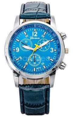 Geneva - Fashion Watch Men Leather Strap Simulation Three Eyes Dial Luminous Outdoor Quartz Watch