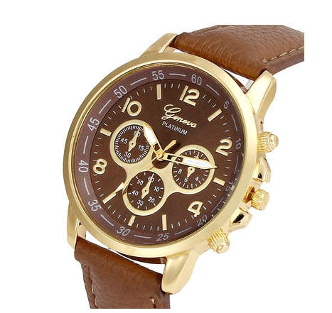 Unisex Casual Geneva Faux Leather Quartz Analog Wrist Watch Watches Magic - Khaki