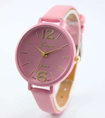 Fashion Geneva Unisex Women Faux Leather Gold Analog Quartz Wrist Watch