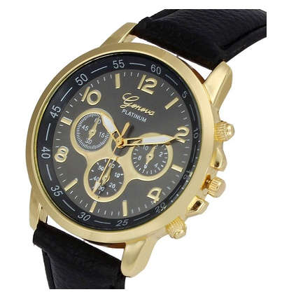 Unisex Casual Geneva Faux Leather Quartz Analog Wrist Watch Watches Magic