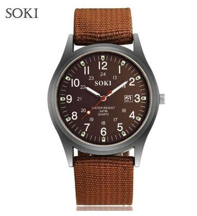 SOKI - Outdoor Mens Date Stainless Steel Military Sports Analog Quartz Army Wrist Watch Hot Selling