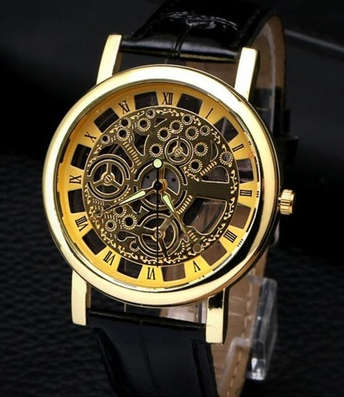 McyKcy - Fashion Unisex Leather Mechanical Wristwatch - Hollow Quartz Watch - Nice