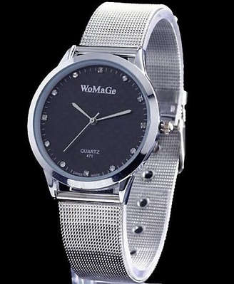 DIFFERENT!!! WoMaGe - Stunning Round Dial Silver Mesh Steel Quartz Women Watch
