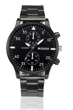Migeer - Fashion Men Crystal Steel Analog Quartz Wrist Watch