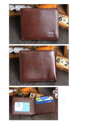 Mens Leather ID Card Holder Billfold Wallet