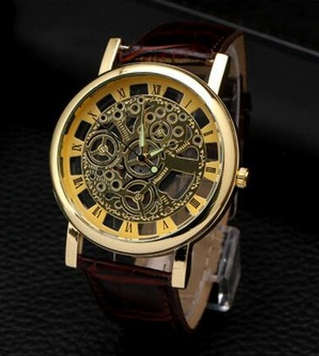 Fashion Unisex Leather Mechanical Wristwatch - Hollow Quartz Watch - Nice