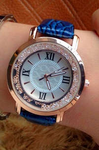 SHSHD - Women Fashion Luxury Leisure Auger Leather Analog Stainless Steel Quartz Watch