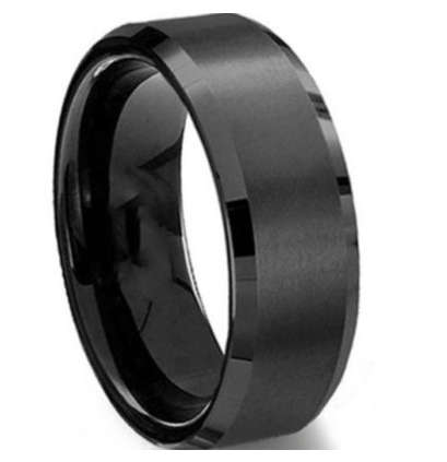 6MM Men's Wide Stainless Steel Ring - Titanium Brushed - Size 9