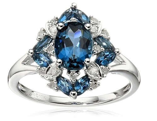 Gorgeous Silver Blue Created Aquamarine Ring Size 7