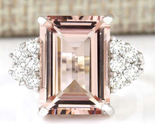 Created Morganite - Champagne - 925 Sterling Silver Ring - Size 6