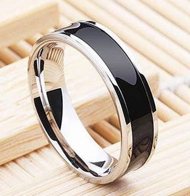 Fashion Jewelry Black Titanium Band Stainless Steel Ring 6MM Width - Size 9