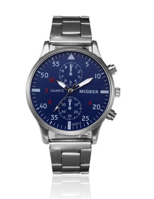 Migeer - Fashion Men Crystal Steel Analog Quartz Wrist Watch