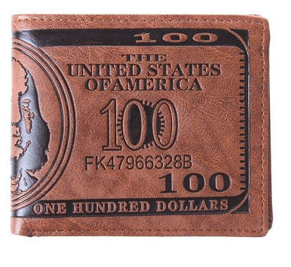 1PCS Men US Dollar Bill Wallet PU Dollar Wallet - Dark Brown