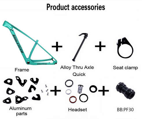 Carbon mountain bike frame combo 29er Through axle & Quick release size medium
