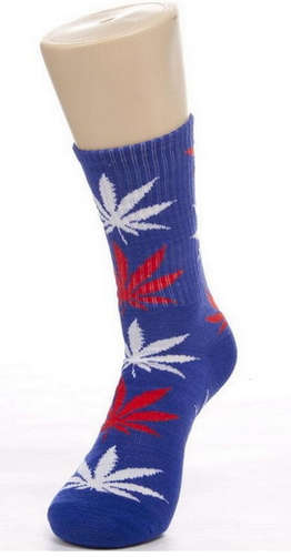 Weed leaf socks Men's Ladies Maple Leaf Socks Long Skateboard Hip-hop Male Woman grey red