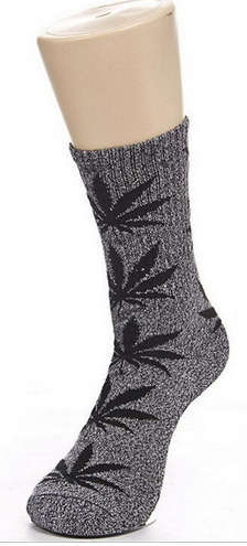 Weed leaf socks Men's Ladies Maple Leaf Socks Long Skateboard Hip-hop Male Woman grey red