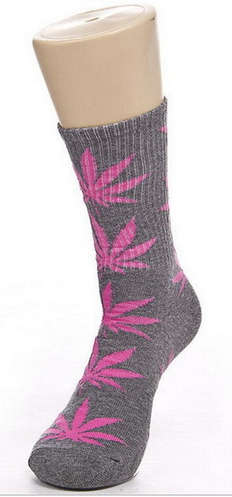 Weed leaf socks Men's Ladies Maple Leaf Socks Long Skateboard Hip-hop Male Woman grey red