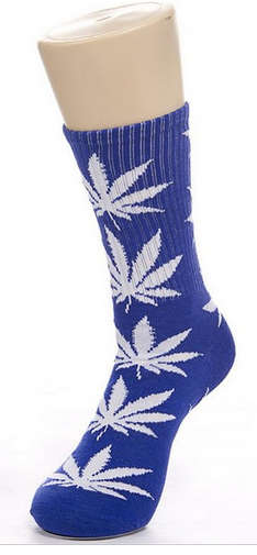 Weed leaf socks Men's Ladies Maple Leaf Socks Long Skateboard Hip-hop Male Woman white green