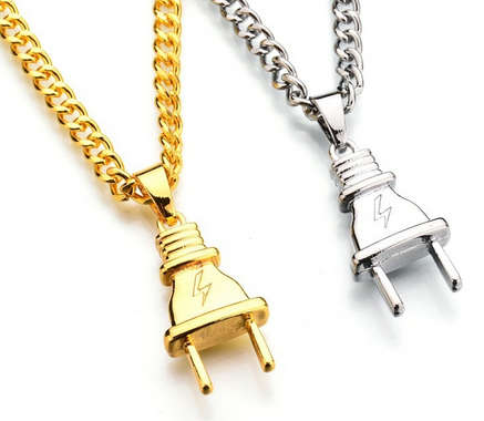Gold-color/silver Electrical Plug Pendants Necklaces Men/Women Hip Hop Charm Chains