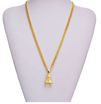 Gold-color/silver Electrical Plug Pendants Necklaces Men/Women Hip Hop Charm Chains