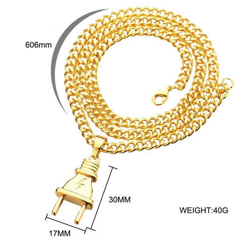 Gold-color/silver Electrical Plug Pendants Necklaces Men/Women Hip Hop Charm Chains