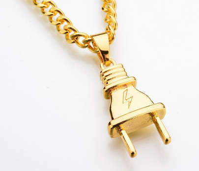 Gold-color/silver Electrical Plug Pendants Necklaces Men/Women Hip Hop Charm Chains