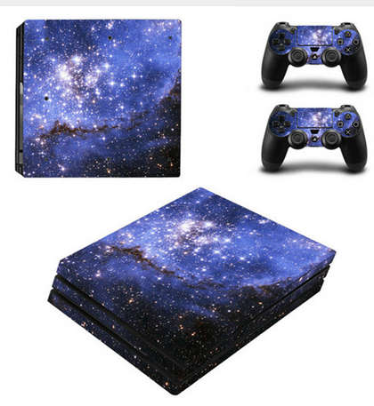 Starry Sky Vinyl Skin Sticker Protector For Sony Playstation 4 Pro Game Console+2PCS Controller Skin